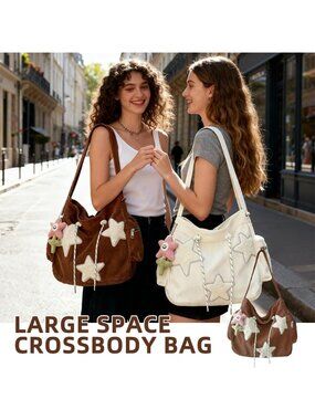 Women's Green Zipper Aesthetic Corduroy simple design Tote Bag Shoulder Handbag